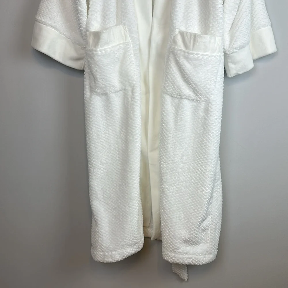 NEW Keiki Co. Luxury Long Spa Robe SM White Plush Kimono Style Bathrobe USA Made - Picture 8 of 16